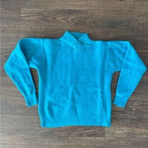 Vintage Lauren Cole Blue Angora Sweater w/mandarin collar - S - Pre-owned